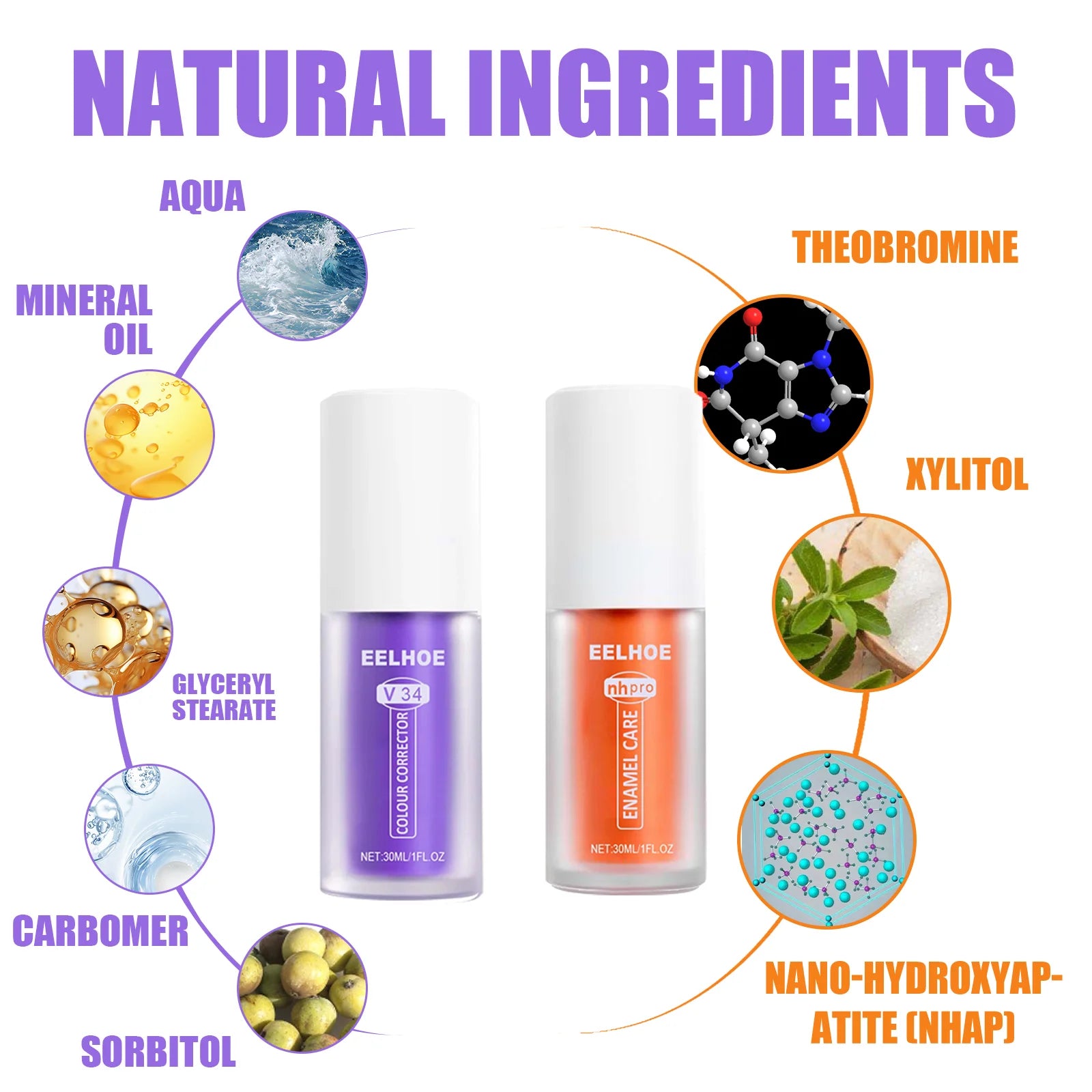 V34 Purple Toothpaste - Brightens Teeth, Whitens Oral Cavity, Cleans Stains, and Provides Oral Care Oasis Select