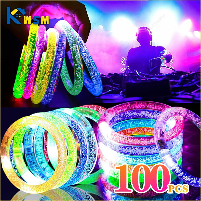 1-100PCS Halloween LED Acrylic Glow Bracelet Concert Support Fluorescent Bracelet Holiday Party Bracelets Holiday Decoration Oasis Select