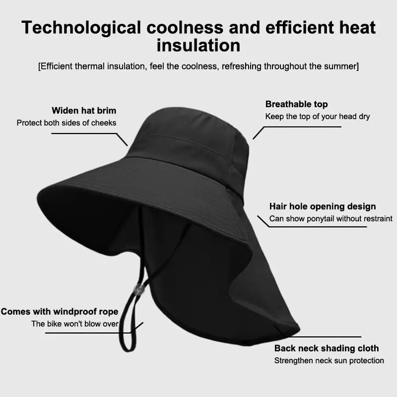 Women Adjustable Neck Flap Sun Hat Wide Brim UPF 50+ UV Protection Breathable Outdoor Travel Beach Cap Oasis Select