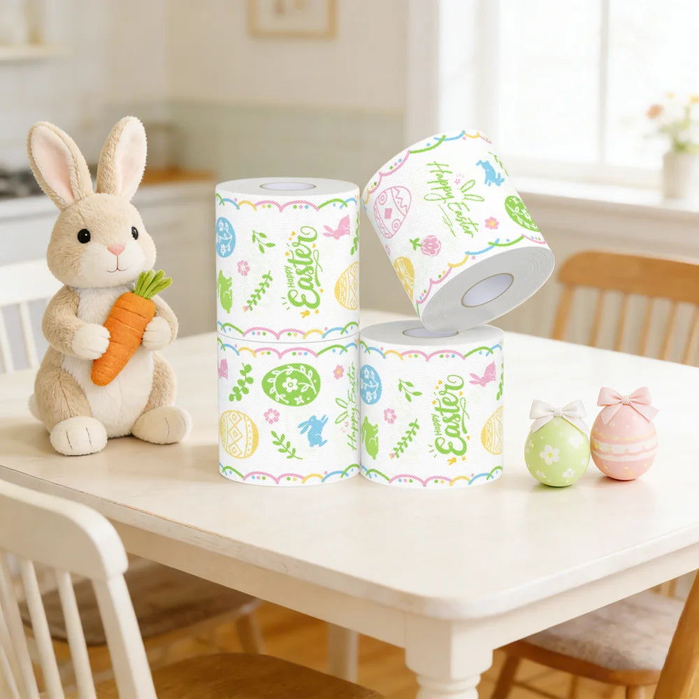 2/4/6pcs Easter Printed Toilet Paper Rolls, Fun Holiday Design 2-Ply Bathroom Tissue-Party Gift,Home Kitchen Bathroom Essential Oasis Select