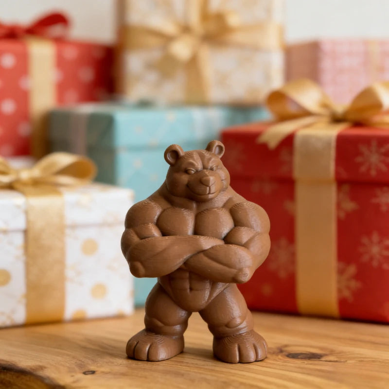 Strong Muscular Bear Figurine Whimsical Bear Statue Cute Animal Ornament Decor for Home Office Desk Tea Room Shelf Display Gifts Oasis Select