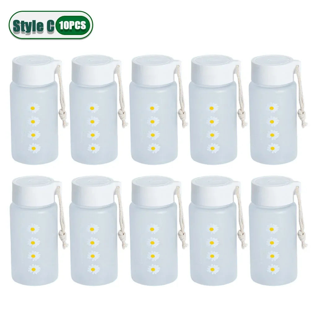 Small Daisy Frosted Plastic Mug Transparent Portable Travel Tea Cup BPA Free Cute Outdoor Girl Water Cup Children Water Bottle Oasis Select Style C-10PCS