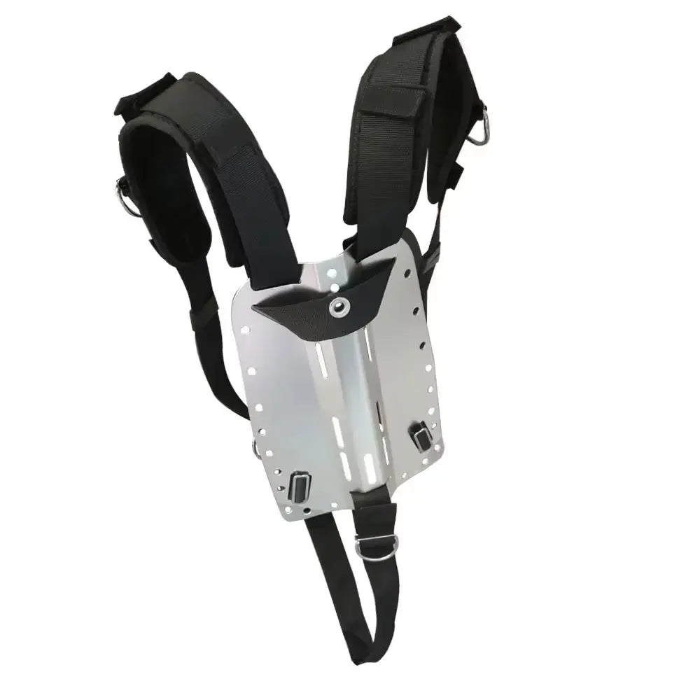 Technical Diving Aluminum Backplate with Harness System and Crotch Strap Scuba Diving Harness and Backplate System Oasis Select Silver