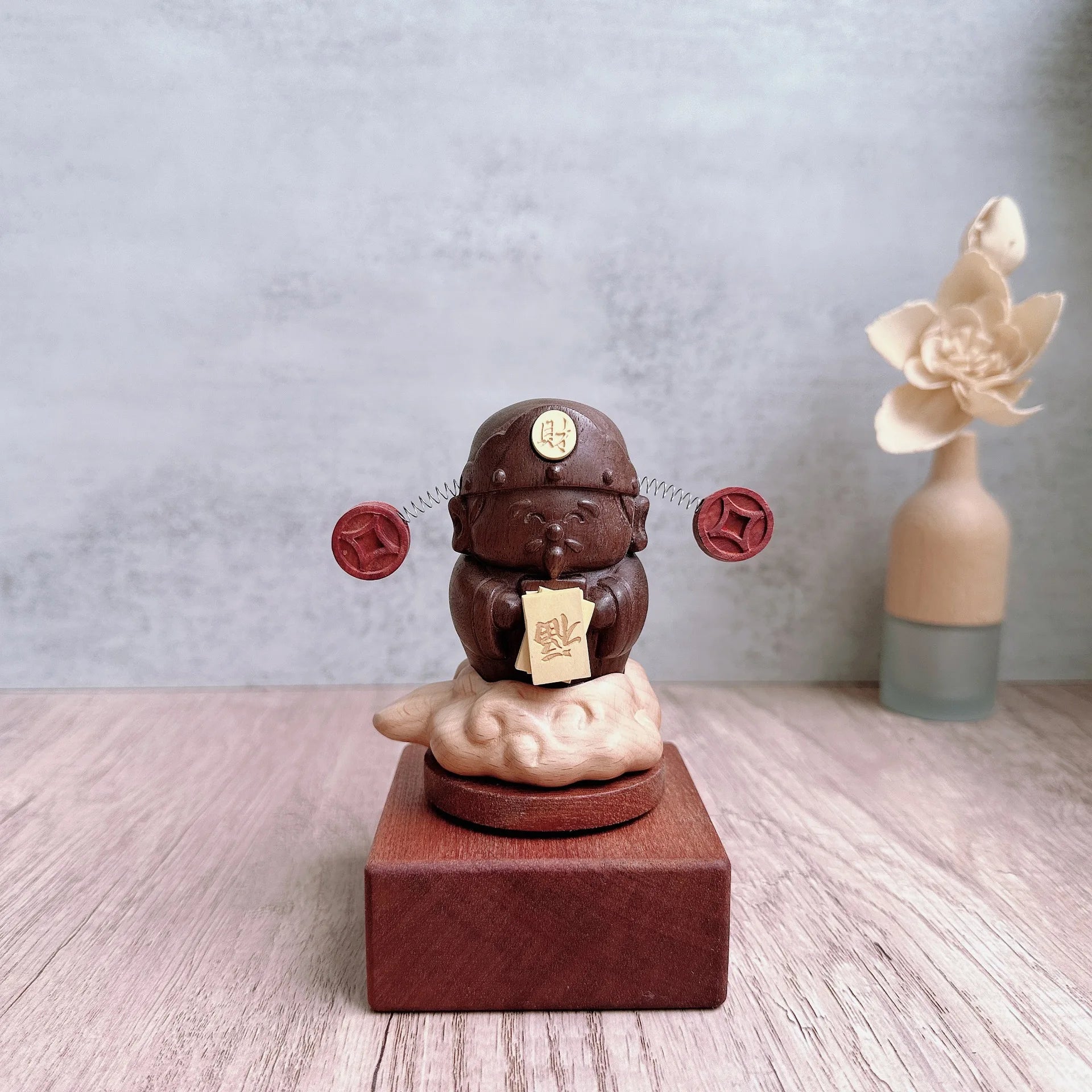 Solid Wood Creative Totoro Windmill Faceless Male Ornament Couple Gift Living Room Decoration Cartoon Music Box Birthday Gift Oasis Select Pink