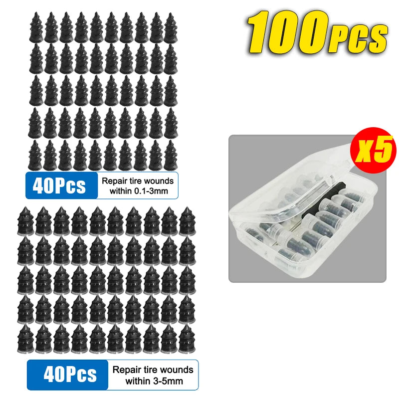 20-100PCS Car Tire Repair Nails Quick Fix Mushroom Plug Kit for Motorcycle and Electric Vehicle Vacuum Tires Car Repair Tool Oasis Select 100PCS