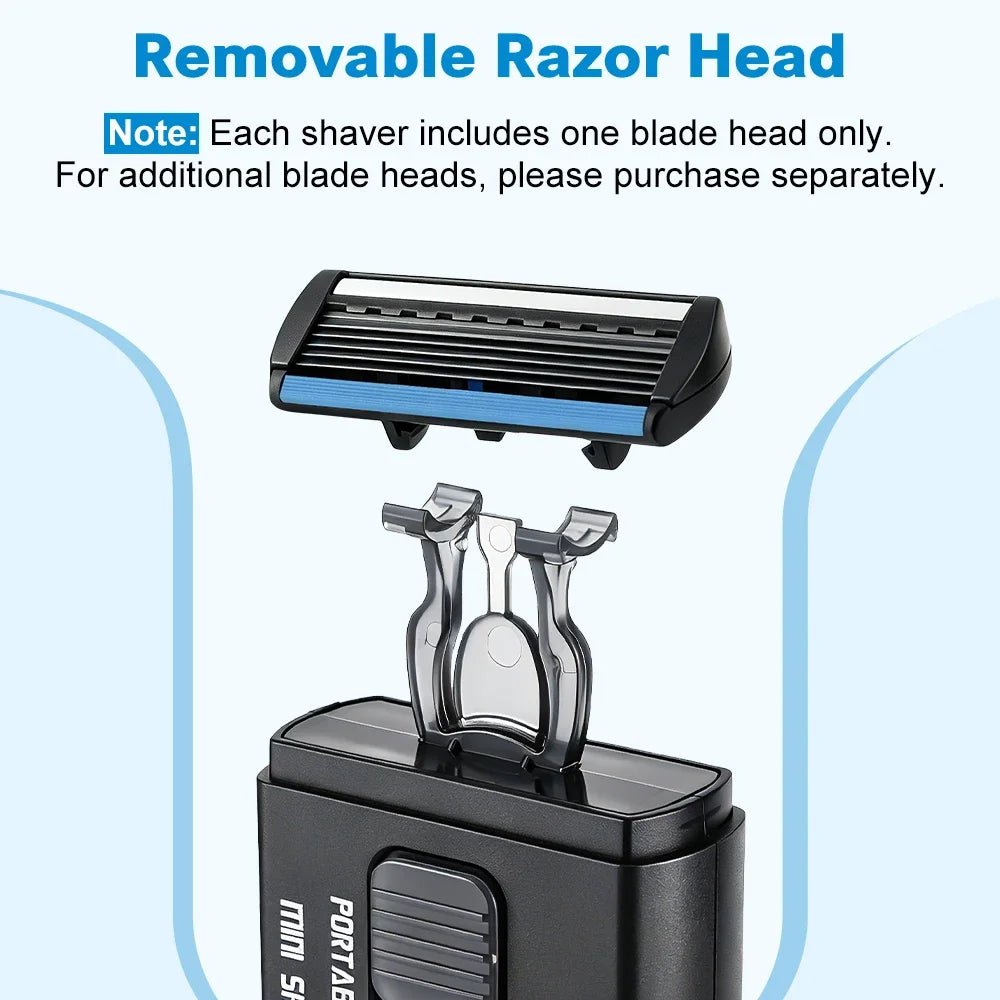 Mini 6-Blade Retractable Pocket Razor | Men's Travel Shaver