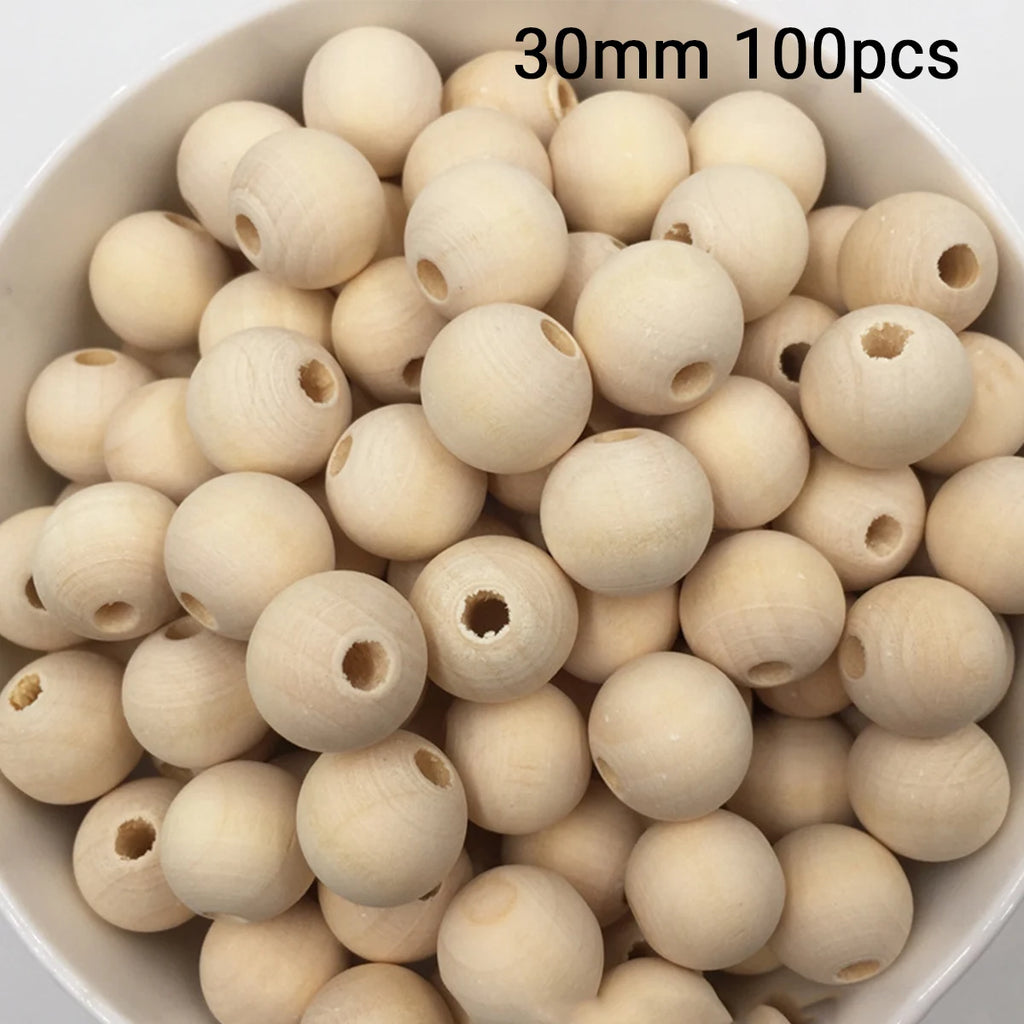 30-400pcs wooden beads round separator wooden balls 20/30/40 mm lead-free beads for jewelry making DIY handmade accessories Oasis Select 30MM 100PCS