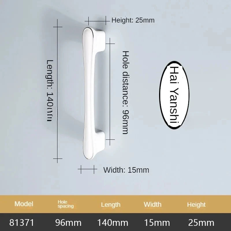 Aluminum Alloy Wardrobe Drawer Door Handles Kitchen Drawer Dresser Furniture Knobs Hardware Modern Simple White Cabinet Handle Oasis Select 81371-Marine Rock-96