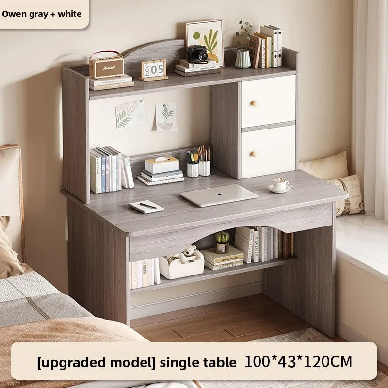 Home Desk Bookcase Integrated Simple Desktop Study Table Bedroom Dresser Locker Computer Desk Oasis Select M-Grey 100CM