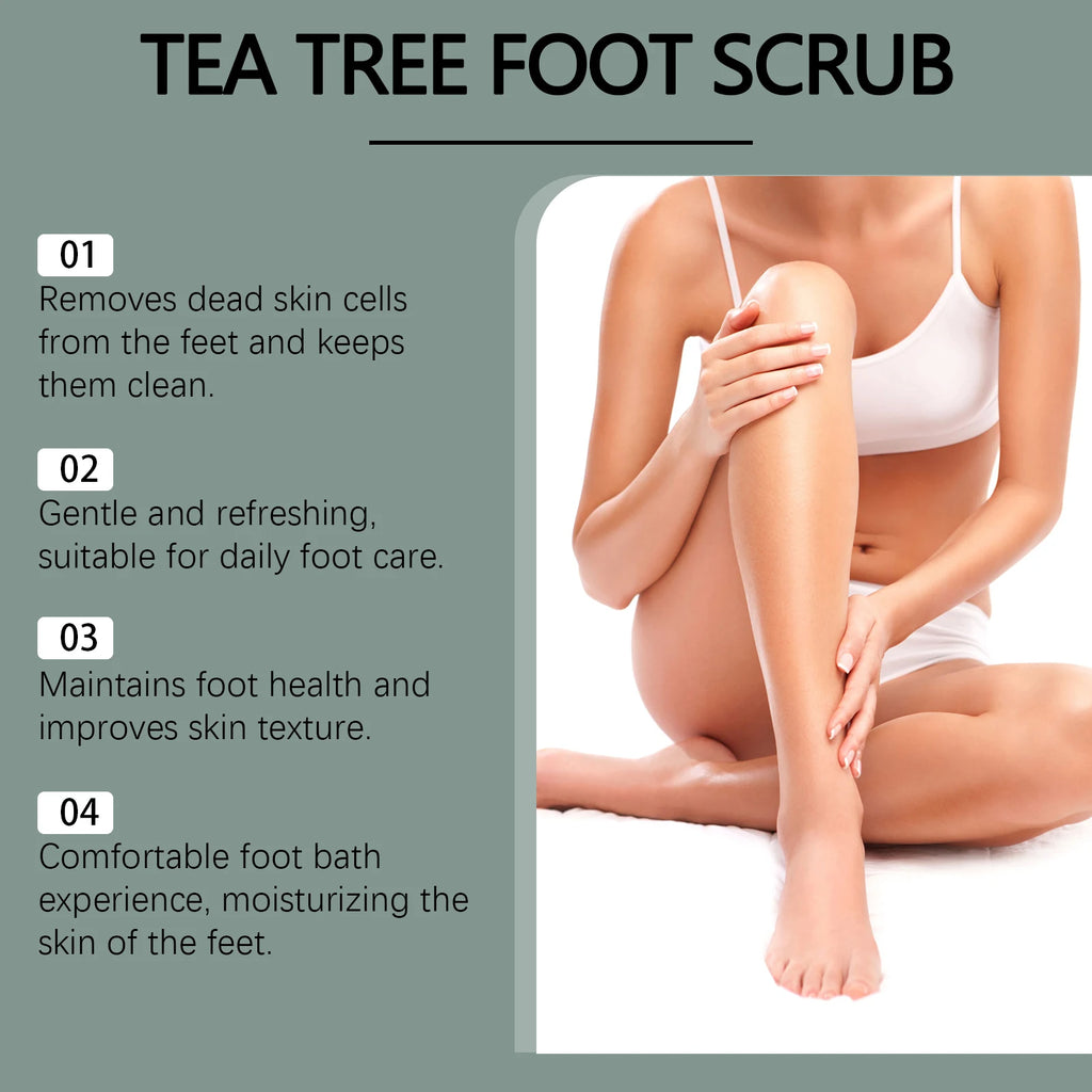 Exfoliating Tea Tree Foot Scrub Helps Remove Dead Skin Soften Rough Dry Feet Skin Cleansing Moisturizing Smooth Cracked Heels Oasis Select
