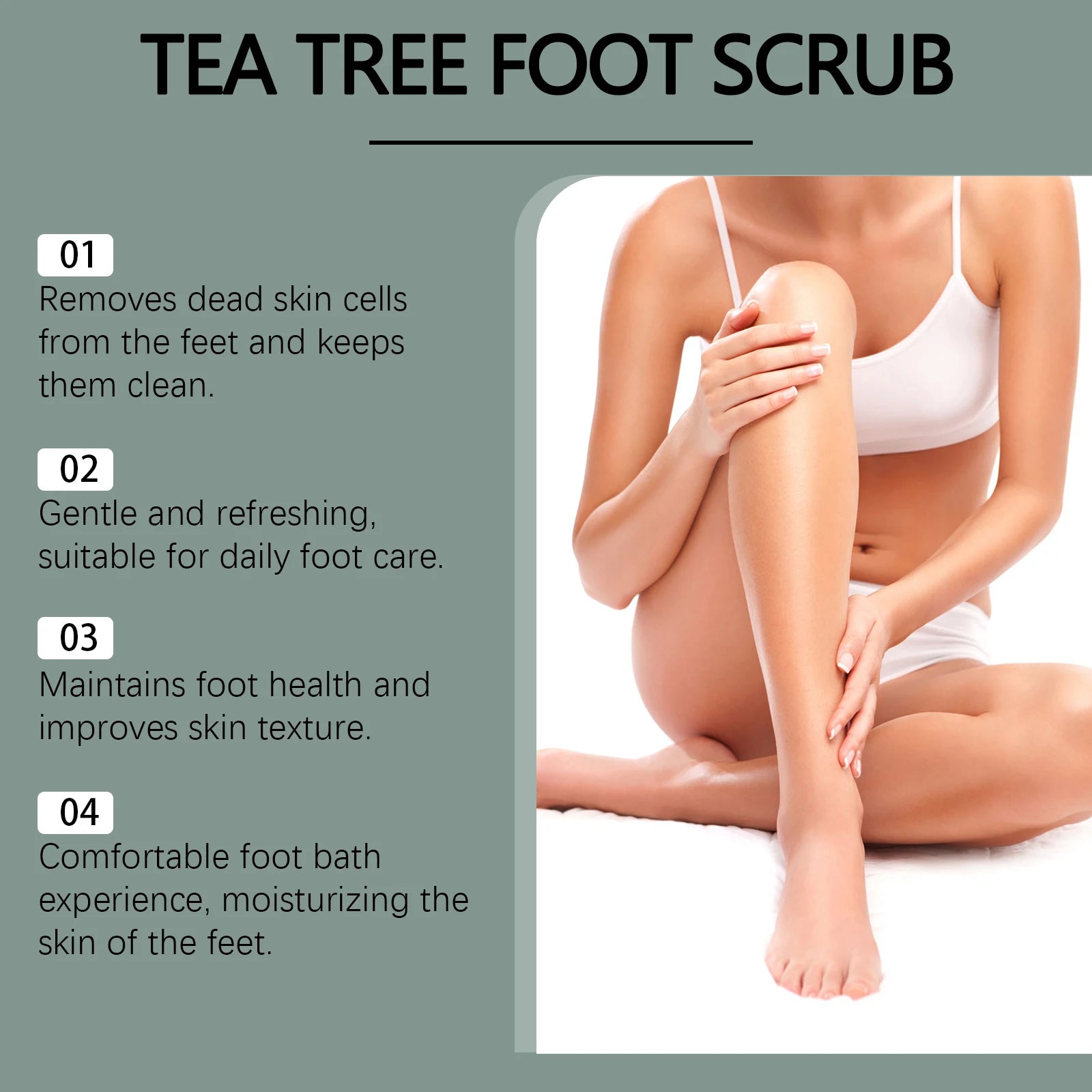 Exfoliating Tea Tree Foot Scrub Helps Remove Dead Skin Soften Rough Dry Feet Skin Cleansing Moisturizing Smooth Cracked Heels Oasis Select