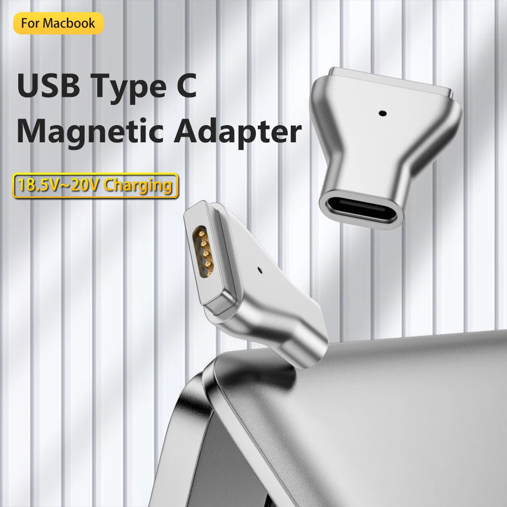 USB Type C Magnetic Adapter Female Type C Female to Magsafe 2 / 1 PD Adapter with Indicator Light for Macbook Air/Pro Oasis Select