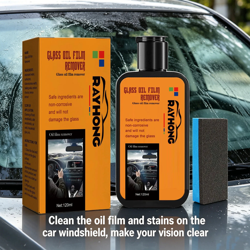 Glass Oil Film Remover for Car Windshield Cleaner with Sponge Car Glass Polishing Clear Window Auto Detailing Improve Clarity Oasis Select
