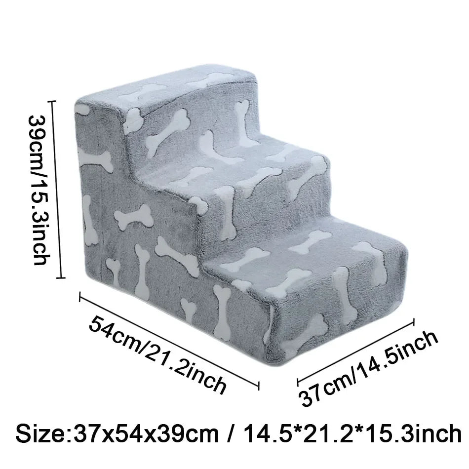 Ladder Dogs Pets Bone Shape Puppy Stairs Beside The Sofa Bed Ramp for Dogs Protecting Pet Joint Safety Stairs for Elderly Dogs Oasis Select M 3 steps