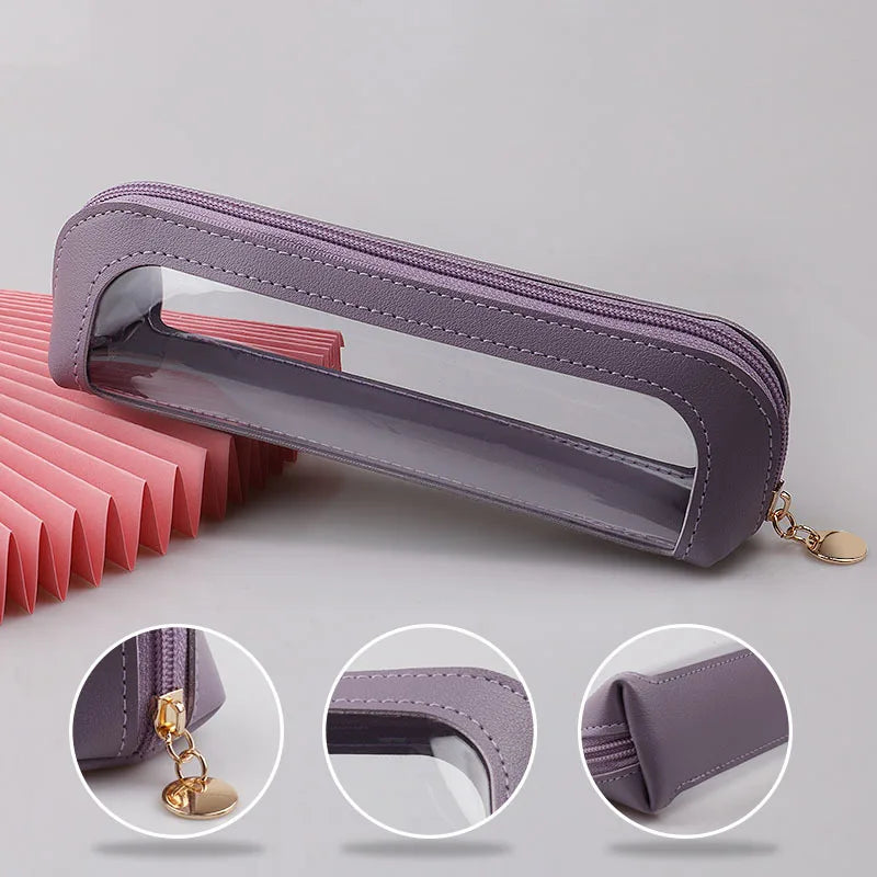 Transparent PVC Makeup Brush Storage Bag Portable Simplistic Large Capacity Eyebrow Pencil Eyeshadow Brush Bag with Window Oasis Select G