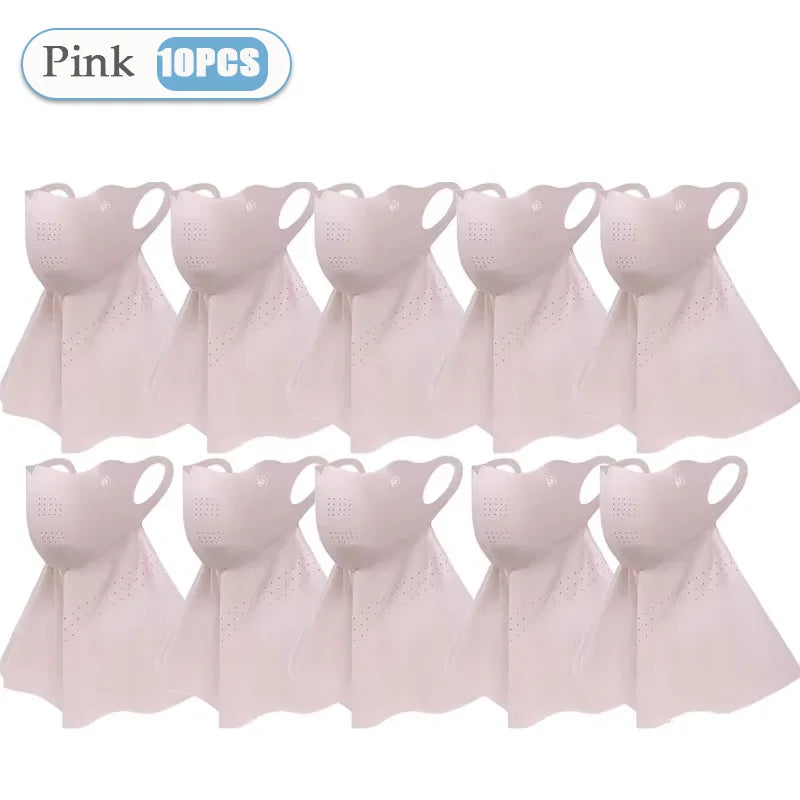 1-10PCS Women‘s Summer Outdoor Sun Face Mask Neck Cover Cooling Breathable UV Protection for Hiking Cycling Ideal Gift Oasis Select Pink-10PCS