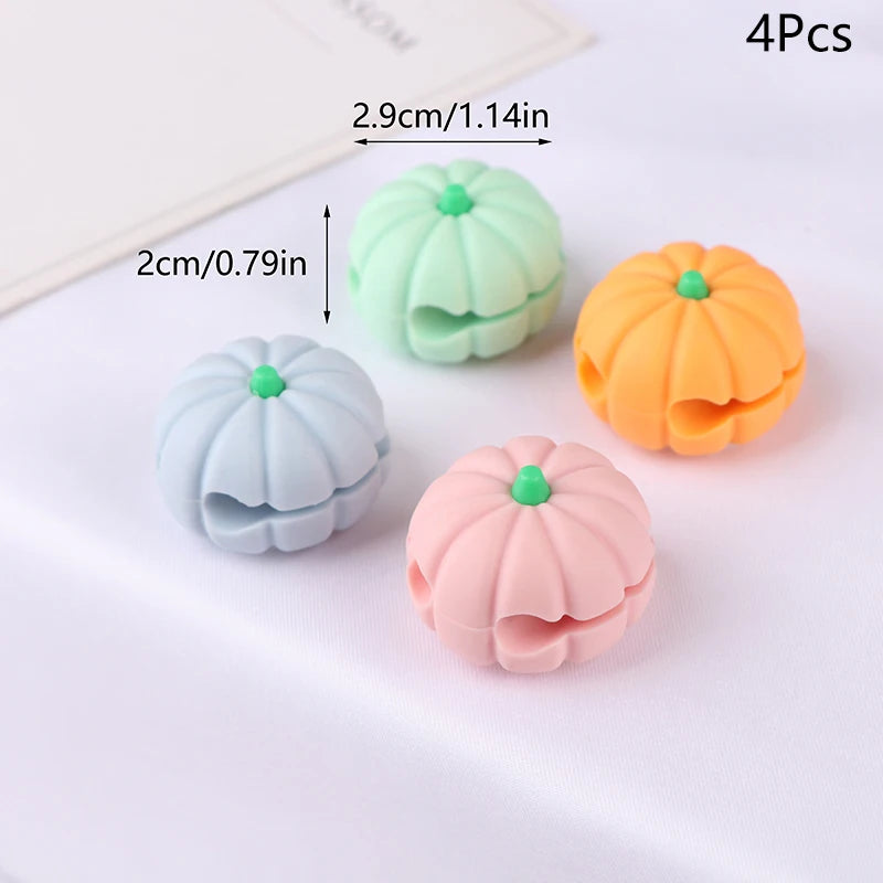 2/4Pcs Cute Love Pineapple Cable Winder Cable Organizer Adhesive Cord Holder Multipurpose Wire Management Clips For Desk Wall Oasis Select 4Pcs Pumpkin