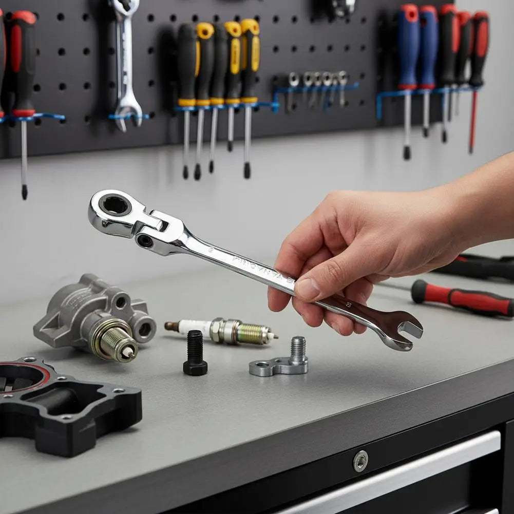 8–18mm Flexible Head Ratchet Wrench | 72-Tooth Vanadium Steel
