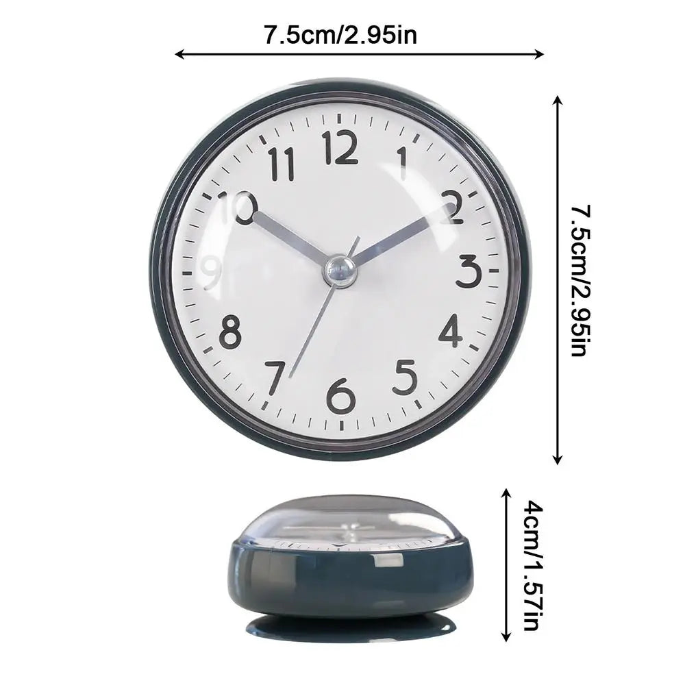 Mini Sucker Suction Cup Wall Clock Silent Waterproof Anti-Fog Small Clock for Bathroom Kitchen Toilet Wall Hanging Decoration Oasis Select Dark Green