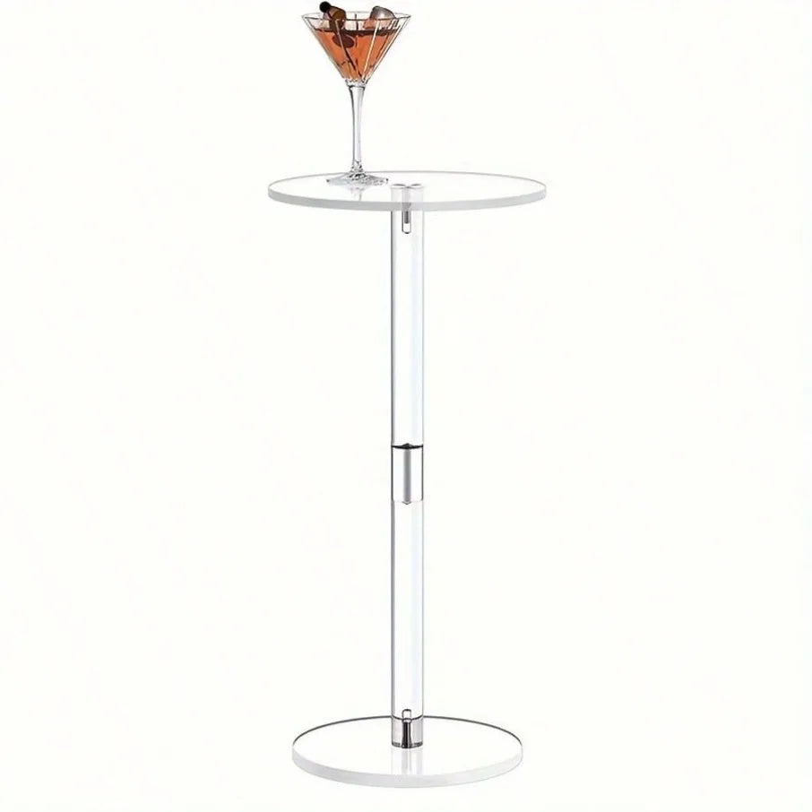 Transparent Tea Table Acrylic Side Small Round Simple Creative Corner Modern Table Space Saving Drink Table for Liveingroom Oasis Select