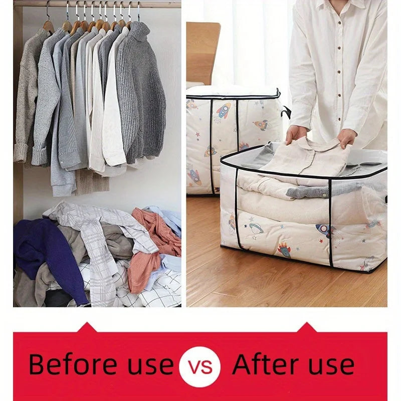 Large Transparent Storage Bag with Zipper &Handle,Heavy-Duty Plastic Suitcase for Clothes,Bedding,Travel,Moving,Seasonal Storage Oasis Select