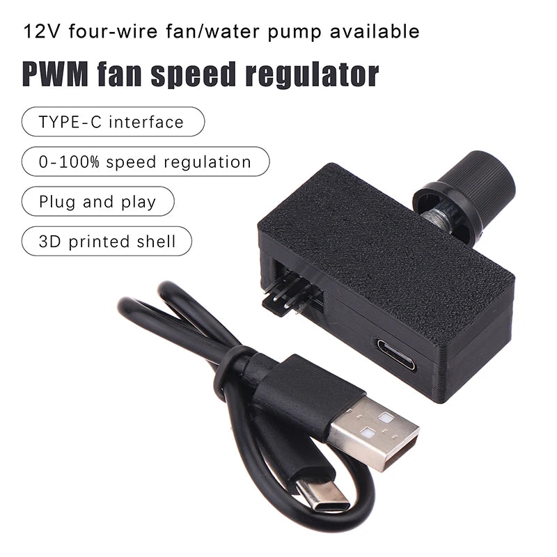 DC12V PWM 4-Pin Fan Speed Controller Type-C USB Power Supply DIY Water-cooling Cooling Pulse Width Modulator Oasis Select Default Title