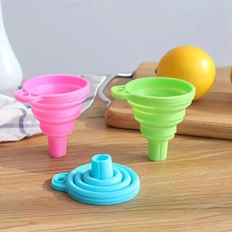1/2pcs Silicone Folding Funnel Multifunctional Portable Kitchen Retractable Oil Leak Household Liquid Dispenser Kitchen Utensils Oasis Select