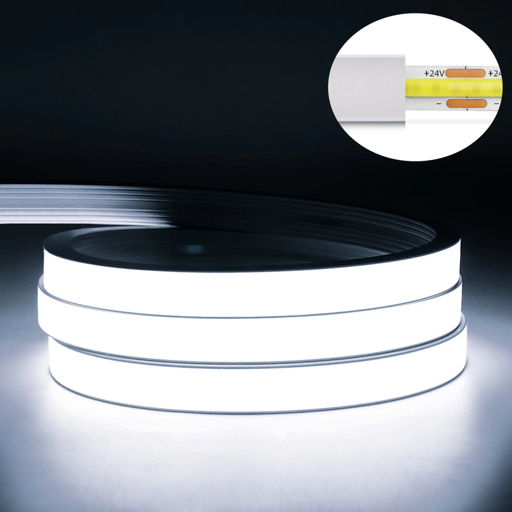 Tuya Zigbee Dimmable LED Strip Closet Light 24V Ra90 Waterproof 320LEDs/m Smart APP Voice Control Flexible Ribbon Neon Tape Oasis Select White European Power Plug 3m