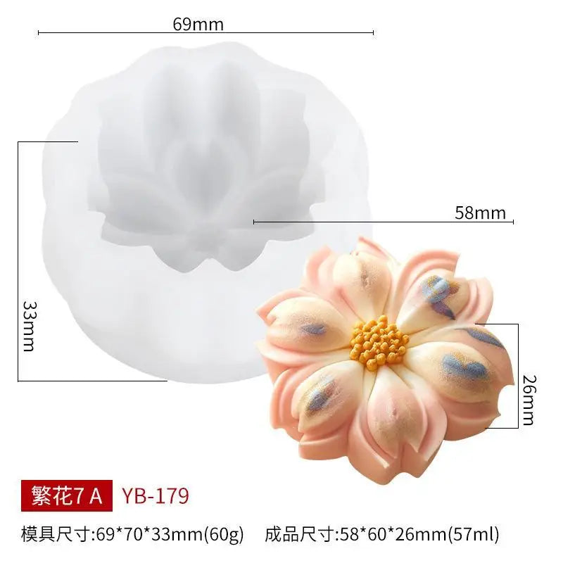 Non-Stick Flower Rice Cake Silicone Mold Flower Shape Mold For Mooncake Mung Bean Cake Dessert DIY Baking Tool Oasis Select J