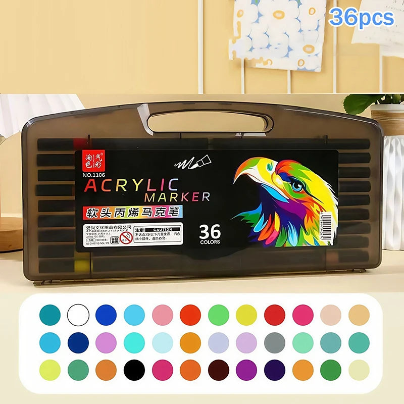 12/24/36/48/60/80PCS Colors Soft Headed Different Color Acrylic Marker Pen, Color Art Graffiti Pen, Waterproof, Opaque Oasis Select A3