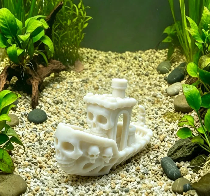 Mysterious Skull Pirate Ship Miniature Figurine 3D Printed Aquarium Decor Skeleton Vessel Ornaments Fish Tank Home Display Gifts Oasis Select Skeleton ship3