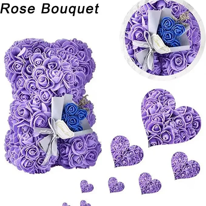 25cm Rose Flower Teddy Bear Gift Set In Premium Box Perfect Valentines Day Present For Her Mothers Birthday Anniversary Romantic Oasis Select
