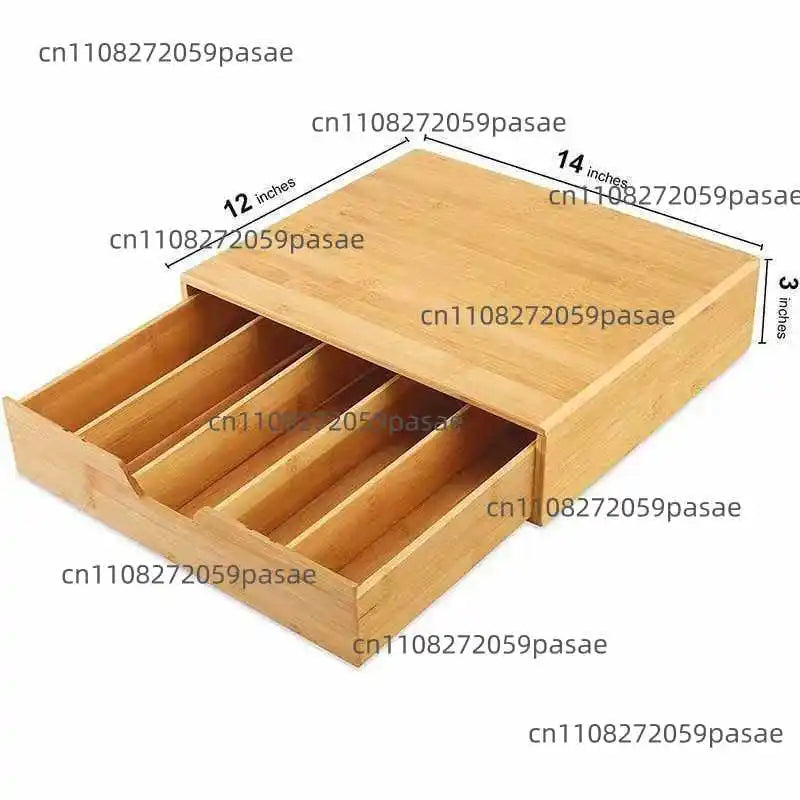 Bamboo Drawer Storage Box, Household Coffee Tea Capsule Storage Box, Tea Room Multi-Grid Coffee Storage Stand Oasis Select Wood color