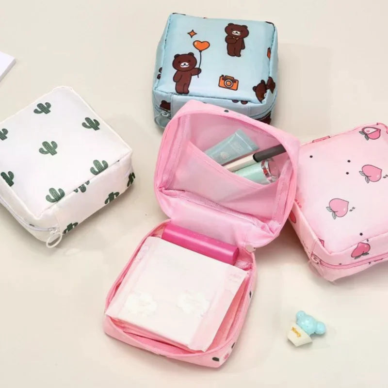 Cute Cartoon Sanitary Pad & Tampon Pouch | Portable Organizer