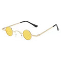 Women Men Metal Frame Hip Hop Punk Sun Glasses Shades Small Round Sunglasses Oasis Select Gold-Yellow