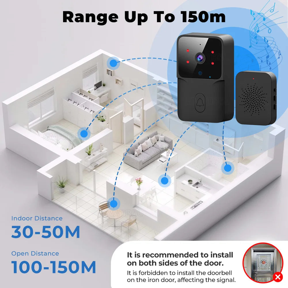 Works with tuya Wifi Doorbell Outdoor HD Camera Anti-Theft Night Vision Home Monitor Door Phone Voice Intelligent Door Bell Oasis Select