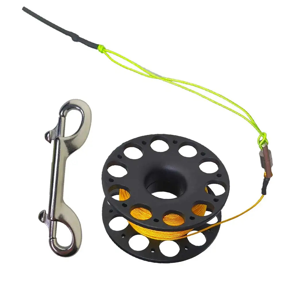 Scuba Diving Reel 30Meters Finger Reel with Dive Double-Ended Bolt Snap Clip Scuba Dive Finger Spool Reel for Snorkeling Diving Oasis Select