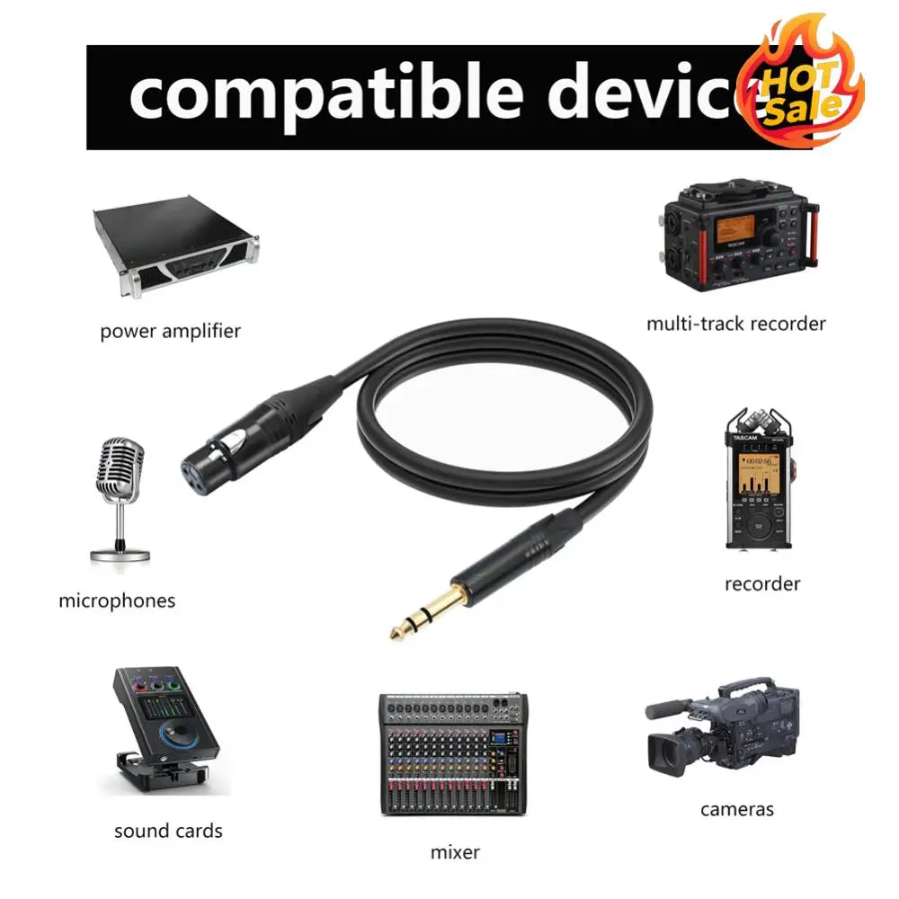6.35mm 1/4inch TRS Male To XLR Female Audio Cable 1/2M 6.5 Mm 1/4 Inch To XLR Balanced Speaker Mic Cable for Microphone Mixer Oasis Select