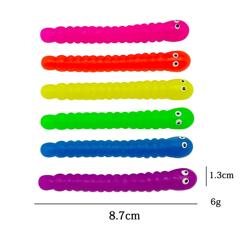 5 Pcs Stretchy Sensory Worm Strings TPR Textured Noodle Pulling Toys for Stress Relief and Relaxation Fidgets for Children Alike Oasis Select