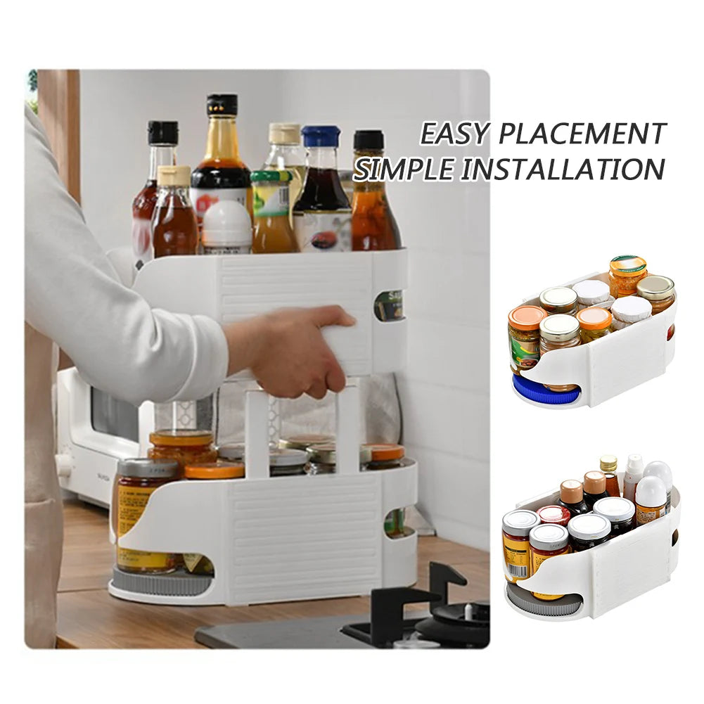 360° Rotating Turntable Organiser – Fridge & Cabinet Spice Rack