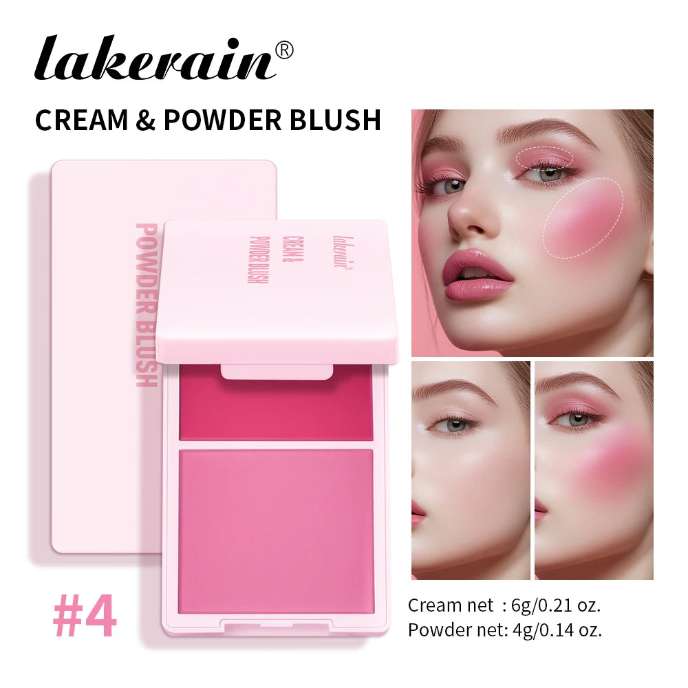 Cream&Powder Blush Palette Natural Long-lasting High Pigment Blush Makeup Contour Powder Beauty Peach Pink Korean Makeup Blush Oasis Select