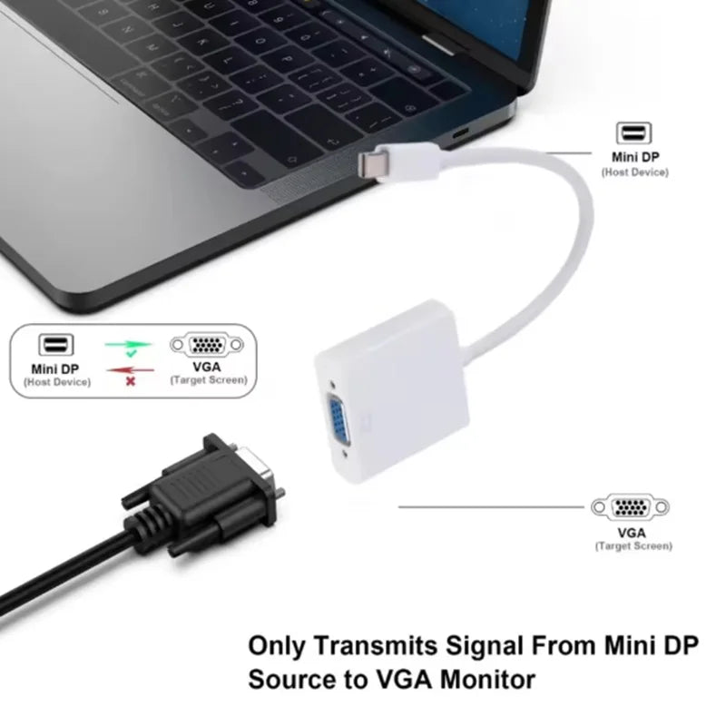 Mini DP to VGA Female Converter Adapter Cable 1080P Mini DisplayPort to VGA Adapter For Laptop PC Projector TV Converter Oasis Select