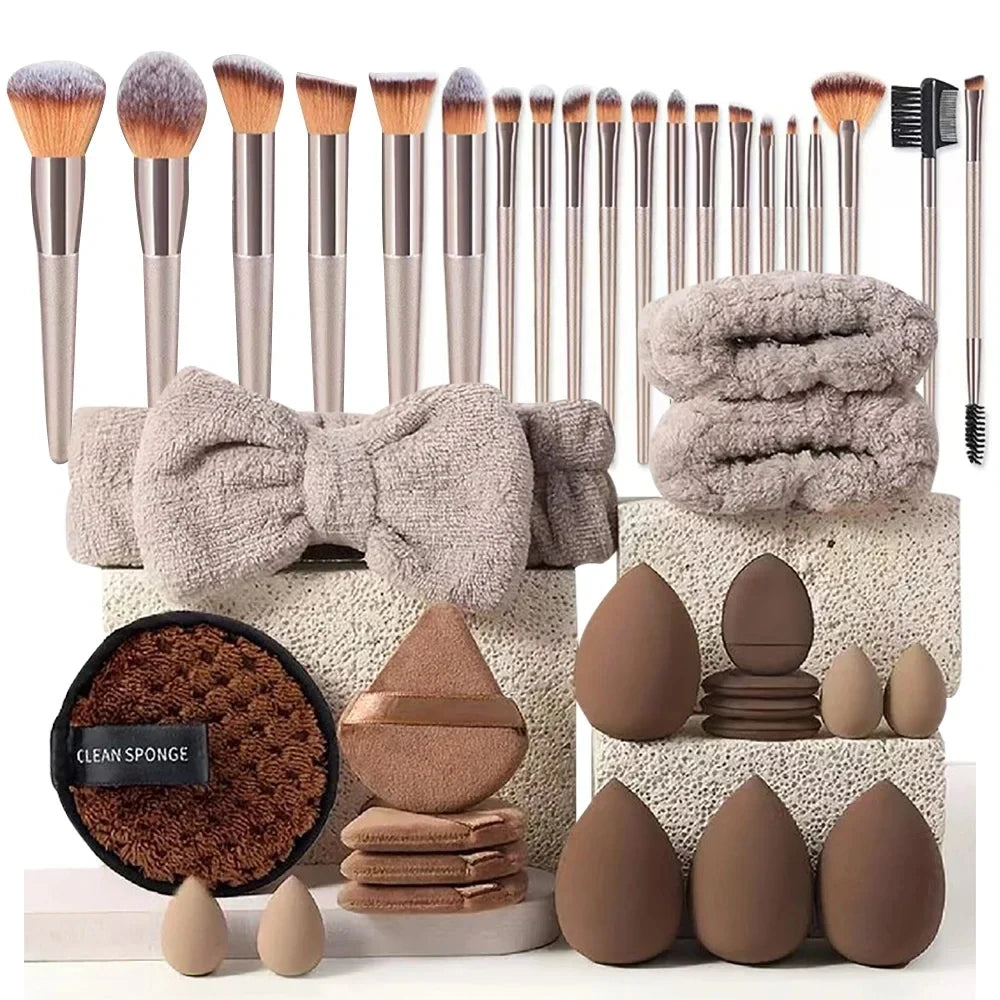13/33pcs Professional Makeup Brush Set with Accessories for Combination Skin- Featuring Soft Brushes，Suitable for Beginners Oasis Select China Mainland 40pcs