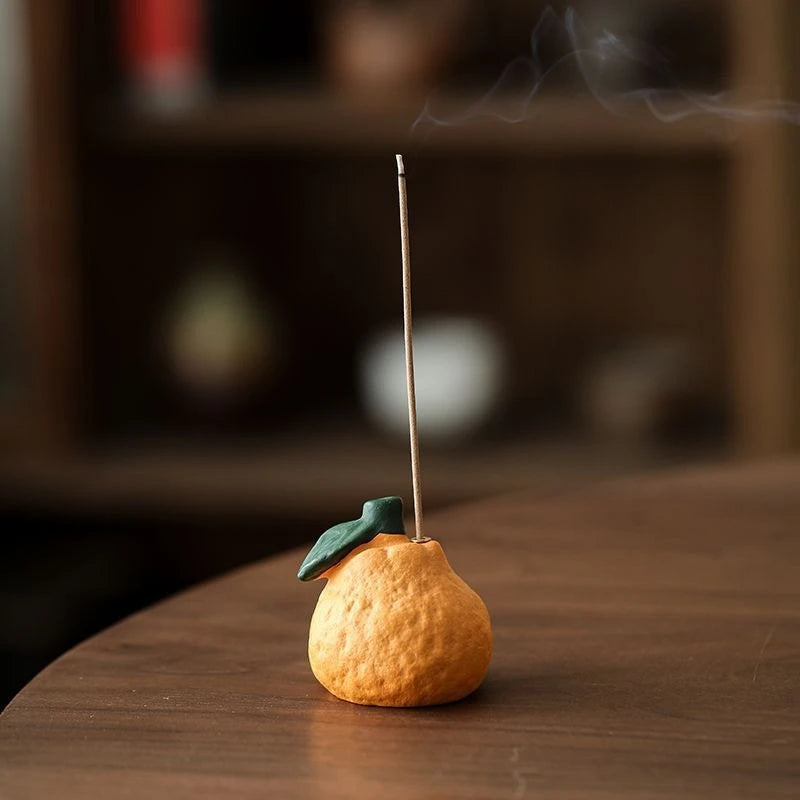 Creative Orange Incense Burner Home Fragrance Indoor Incense Insertion Zen Tea Room Incense Tray Incienso Insertion Base Ornamen Oasis Select Orange