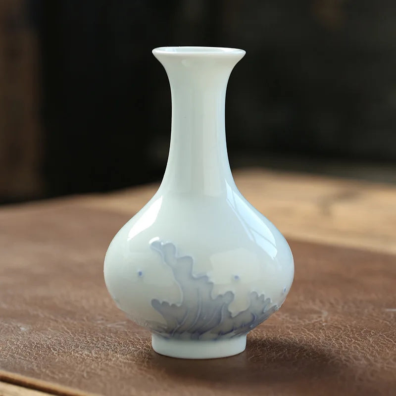 Chinese Table Antique Blue White Porcelain Vase Decoration Crafts