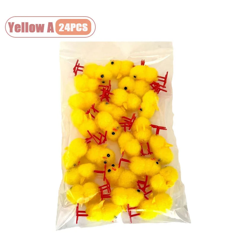 Mini Easter Chicks Flocked Figurines 24–216 PCS | Spring Decor