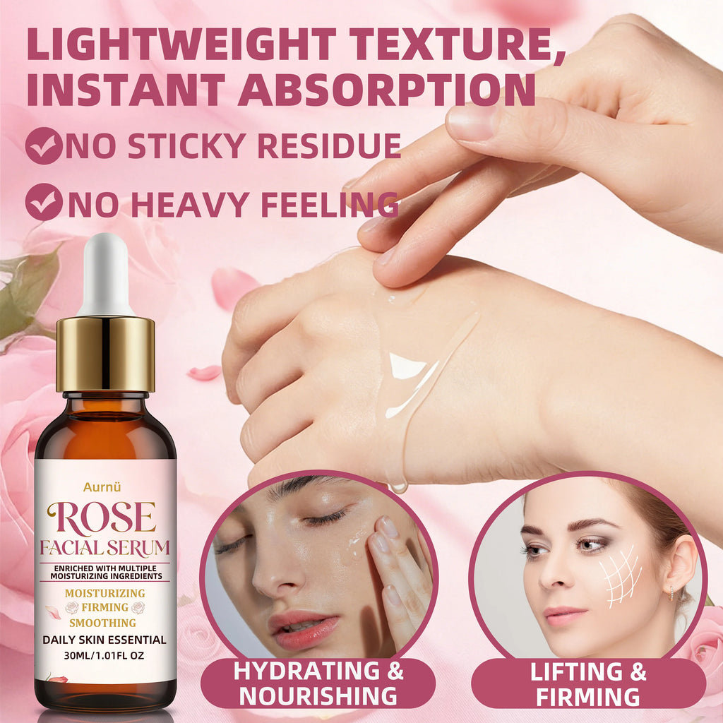 Aurnü Rose Facial Serum – Hydrating & Nourishing, All Skin Types Rose Face Serum Oasis Select