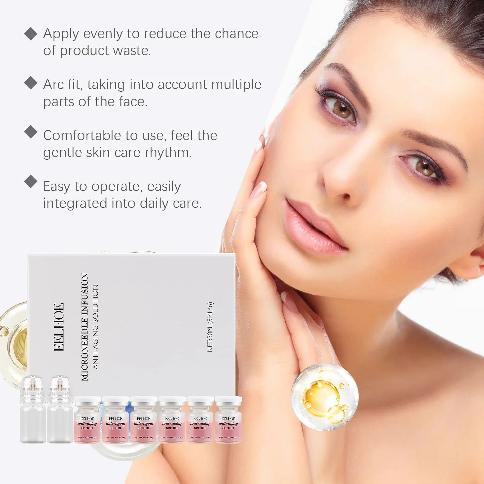Eelhoe Microneedle Roller & Anti-Aging Serum Set – 8 Piece Microneedle Serum Set Oasis Select