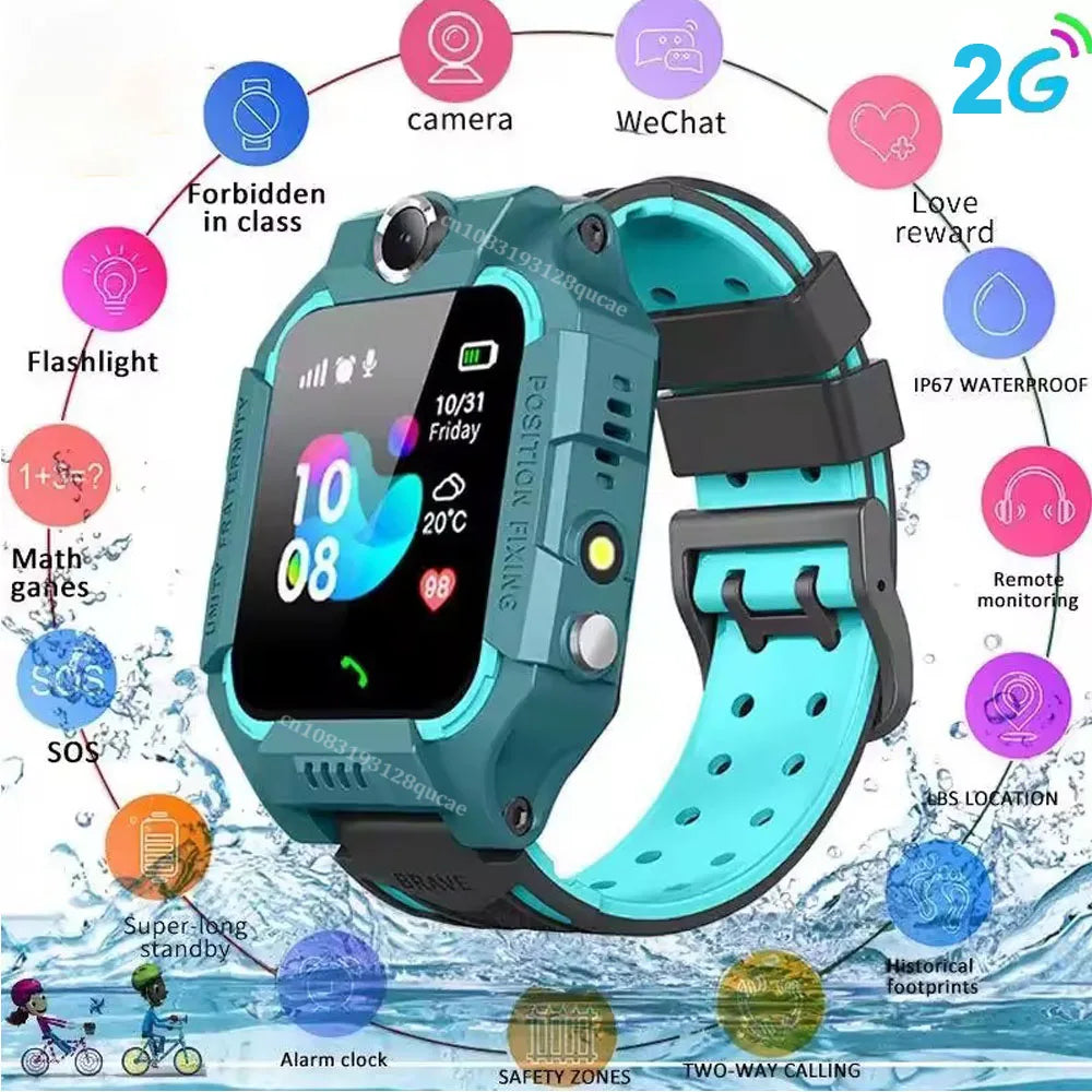 Kids GPS Smartwatch 2G SIM SOS Tracker IP67 Waterproof