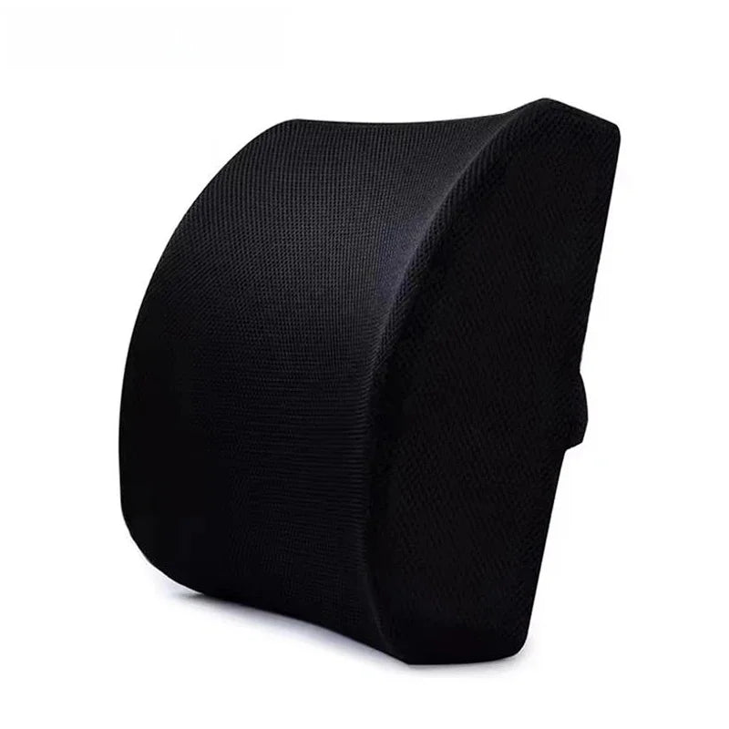 Car Lumbar Support Cushion Memory Foam Waist Pillow 2 Colors Auto Seat Back Cushion for Car Home Office Pain Relief Oasis Select black